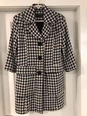 Women's Dogtooth Check Coat, Wool, 3 Button 2 Pocket w Flap